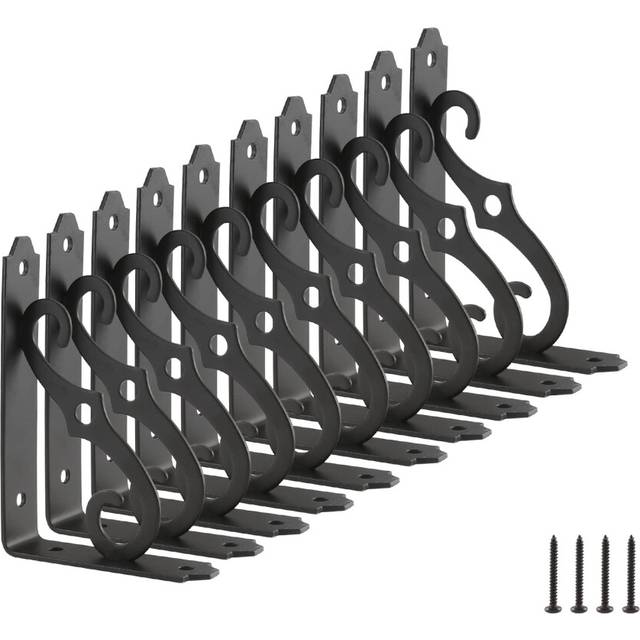 HOME MASTER HARDWARE 5 inch Shelf L Brackets Decorative Shelf Brackets Shelf Support Corner Brace Joint Right Angle Bracket with Screws Black 10-Pack