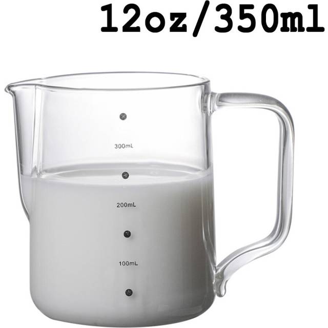 (a-350ml-Glass) Coffee Latte Milk Frothing Jug Milk Frother Pitcher Stainless Steel Jug Espresso Barista Pitcher Milk Pot Coffee Accessories