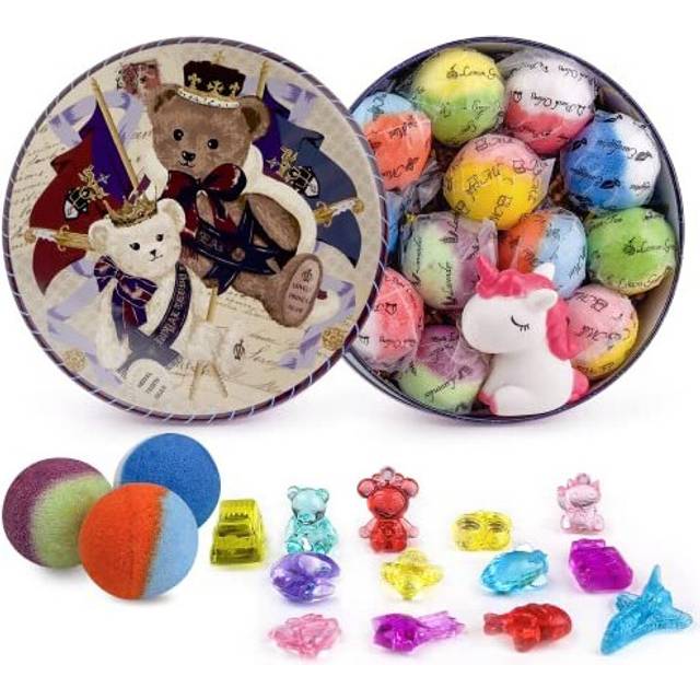 Bath Bombs for Kids, 12pcs Bath Bombs with Surprise Crystal Toys Inside, Handmade Natural and Organic Bubble Bath Bombs, Birthday Christmas