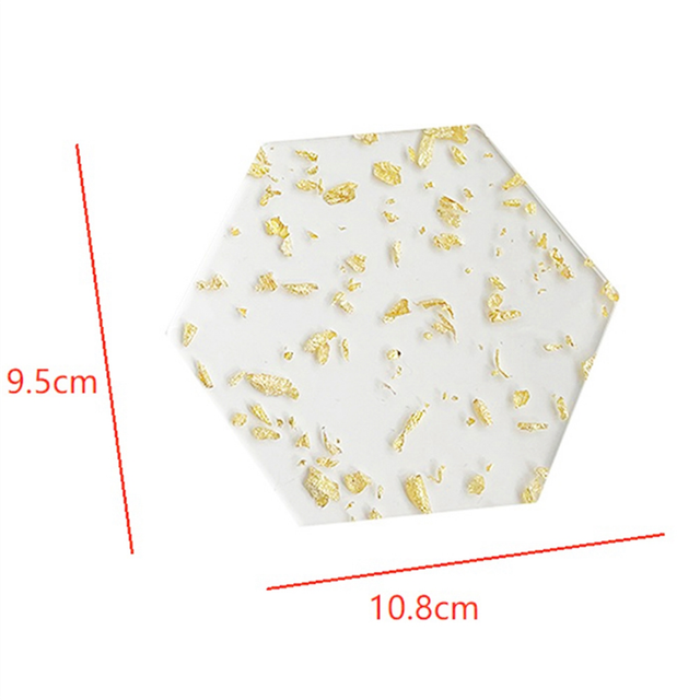 Acrylic Coasters Gold Foil Acrylic Coasters Set of 6 for Drinks Nordic Style Tea Coaster Coffee Cup Insulation Pad for Bowls,9.5x10.8cm