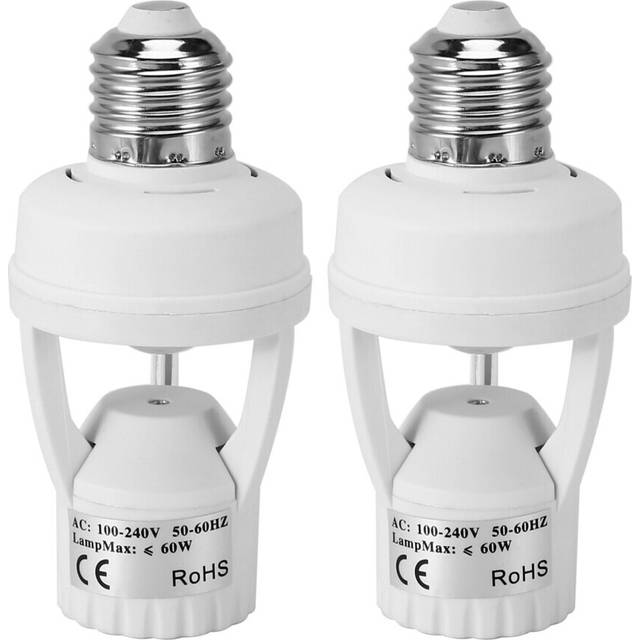 2 x AC 110-220V PIR Induction Motion Sensor IR Infrared Human E27 Socket Switch Base LED Lamp Holder