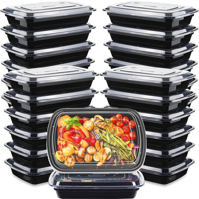 [30 Pack] Meal Prep Containers Reusable 1 Compartment, Microwave, Freezers & Dishwashers Safe - BPA Free Food Prep Containers with Lids - Stackable