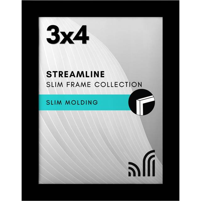 Americanflat 3x4 Picture Frame with Polished  Crystal-Clear Glass - Streamline Collection - Thin Border Photo Frame for Wall and Tabletop Display - Ha