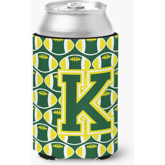 """""Caroline's Treasures CJ1075-KCC Letter K Football Green and Yellow Can or Bottle Hugger  Multicolor"""""