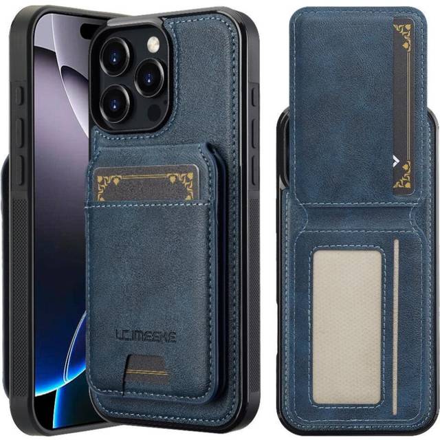 (Blue) Compatible with iphone 16 Pro Max Case 2 In 1 Detachable Slot Photo Frame Rfid Shielding Wallet Case