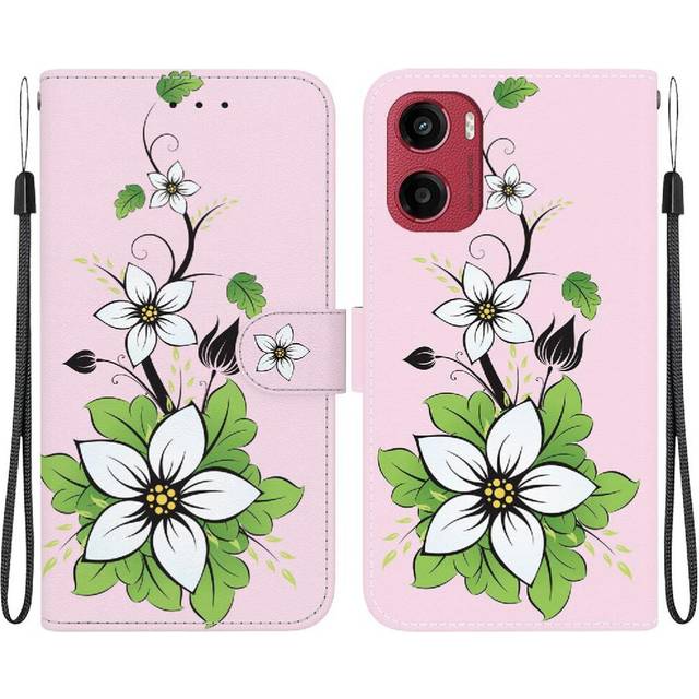 (C9 ) Flip Case for Motorola Moto G05 Wallet Card Slots Butterfly Flower Painted Magnetic Closure Pu Leather