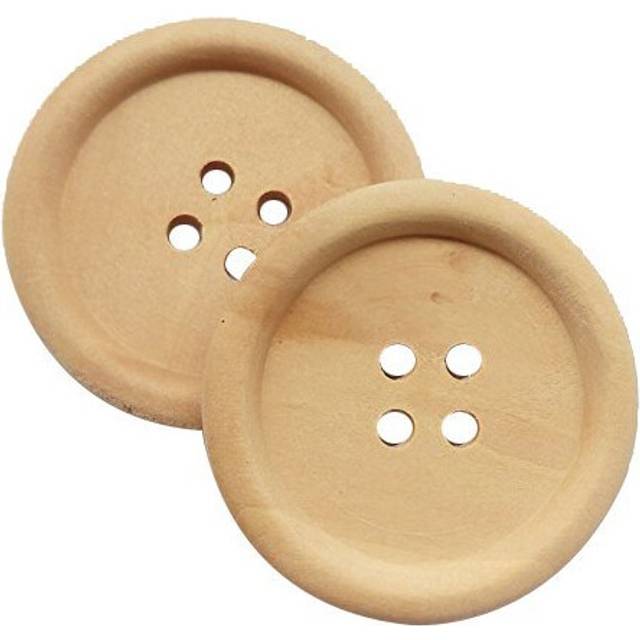 "Chenkou Craft 30pcs 40mm 1 1/2"" Round Natural Wood Buttons 4 Holes Craft Sewing Button (40mm)"