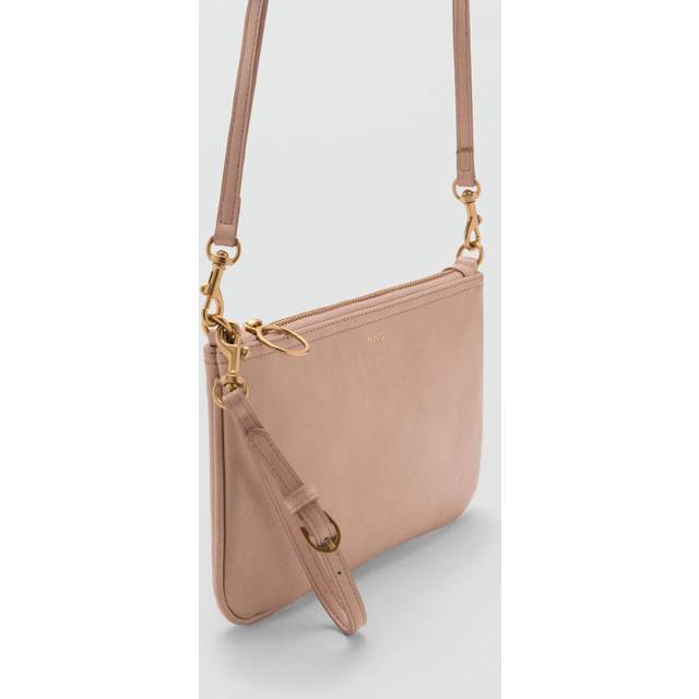Tumbled leather-effect clutch pastel pink - Woman - One size - MANGO - Pastel Pink - U