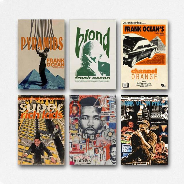 RikCAT Ocean Music Album Vintage Wall Art Canvas Posters - Set of 6, 08x12inch (20x30cm) Decorative Aesthetic Poster Prints