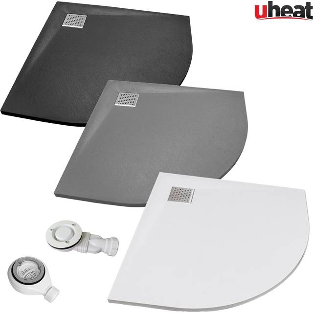 Smc slate stone effect shower trays corner quadrant stainless steel white black