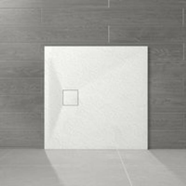 NRG - 800 x 800mm White smc Square Slate Effect Bathroom Shower Enclosure Tray