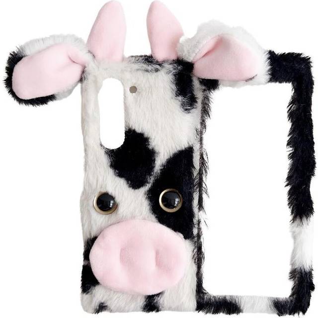 (Black) Case for Samsung Galaxy Z Fold5 5g Lovely Fuzzy Fluffy Cartoon Cow Cow Phone Case Autumn and Winter