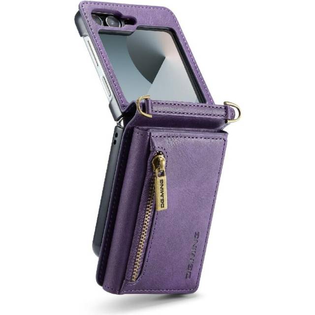 (Purple) Wallet Case for Samsung Galaxy Z Flip 6 Pu Leather Magnetic Rfid Blocking Phone Cover Protective