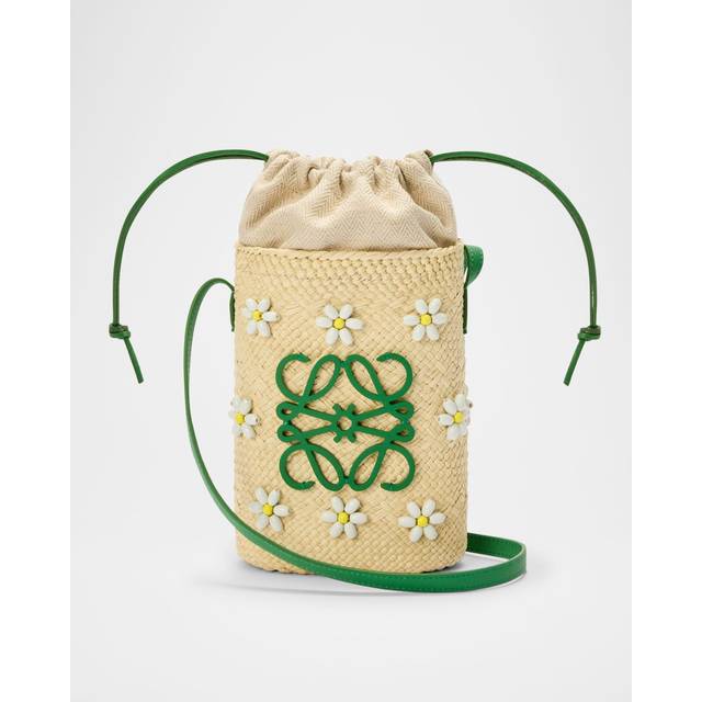 LOEWE - + Paula's Ibiza Anagram Beaded Leather-trimmed Raffia Shoulder Bag - Beige - Neutrals - One size