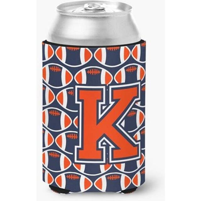 Letter K Football Orange, Blue & White Can or Bottle Hugger
