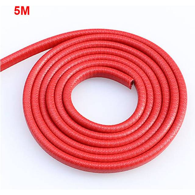 (Red) 5M Car Door Anti Collision Strip with Steel Disc Bumper Trim Edge Scratch