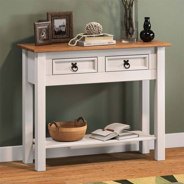 Annam Solid Wood Console Table - White (73cm H x 88cm W x 32cm D)
