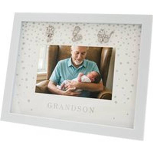 Modern Grandson 4x6 White Picture Frame with Silver Foil Falling Dots - One Size