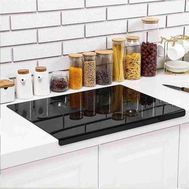Black Acrylic Cutting Board with Lip 17.7X13.7 inch No-Scratches