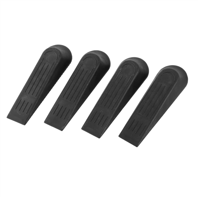 4 pieces plastic black non-slip stopper doorstop door buffer wedge