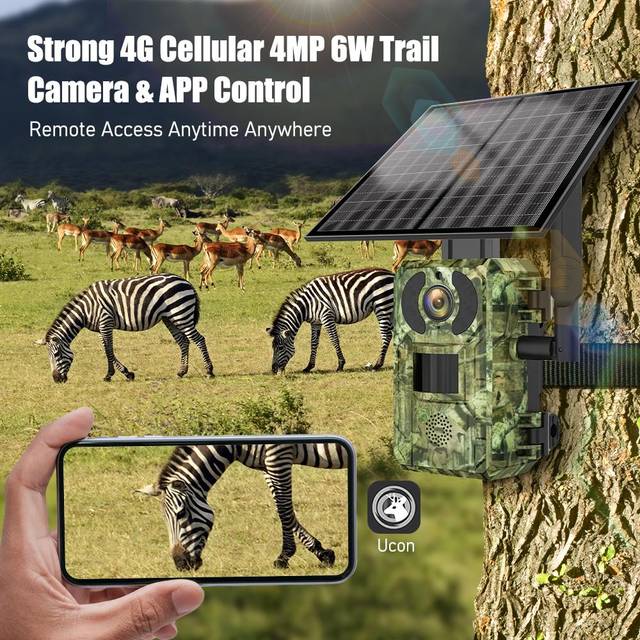 4G Sim Card LTE Cellular 4W Solar 7800mAh Battery Outdoor Hunting Trail Motion Activated Night - EU 4G Band