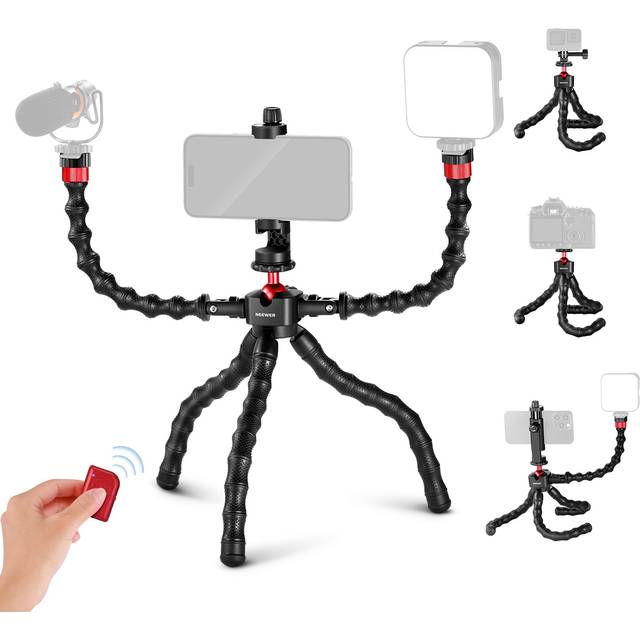 NEEWER T91 Flexible Tripod Wiggle Tripod with 2 Magic Arms Travel Mini Tripod Smartphone Tripod for Vlog Shooting Tabletop Tripod with Camera Mount