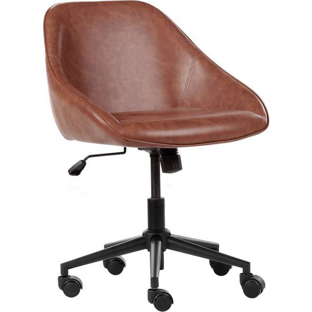 Beliani - Stylish Faux Leather Office Chair Adjustable Swivel Function Metal Legs Brown Bardsdale