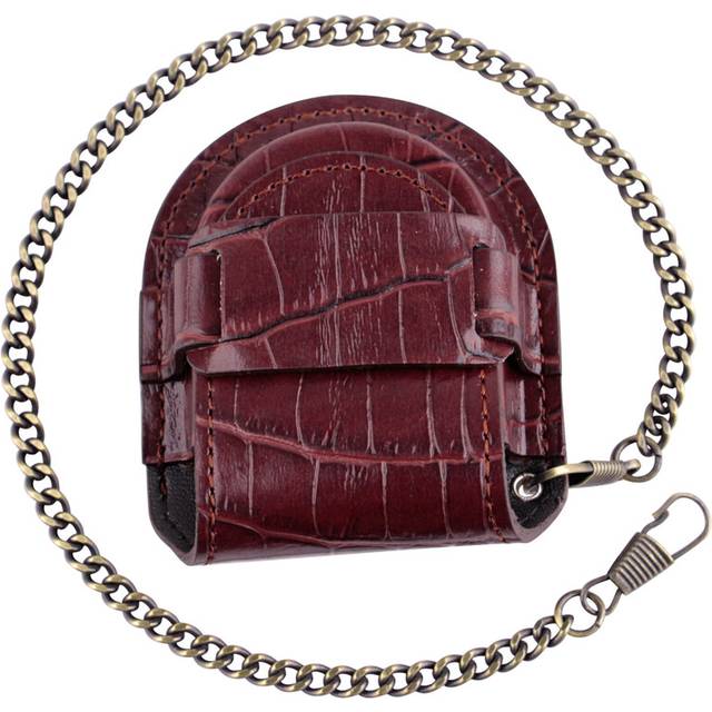 (WP4090) Fashion Male Black Brown Cover Vintage Classic Pocket Watch Box Holder