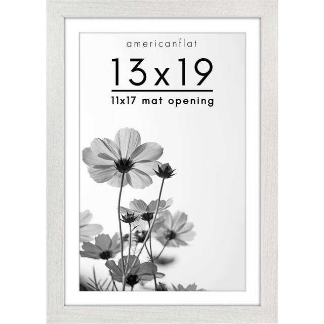 Americanflat 13x19 Picture Frame with Shatter-Resistant Glass - Use as 11x17 Frame with Mat or 13x19 Frame Without Mat - Hudson Collection - Wide Phot