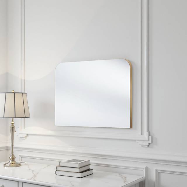 Radius Curved Mantle Wall Mirror Gold (70cm H X 90cm W X 2cm D)