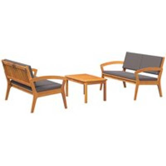 3-Piece Bistro Set with Cushions - Solid Acacia Wood - Multi - One Size