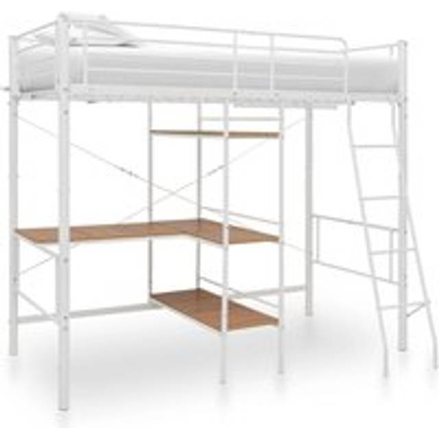 Bunk Bed with Table Frame White Metal 90x200 cm - One Size