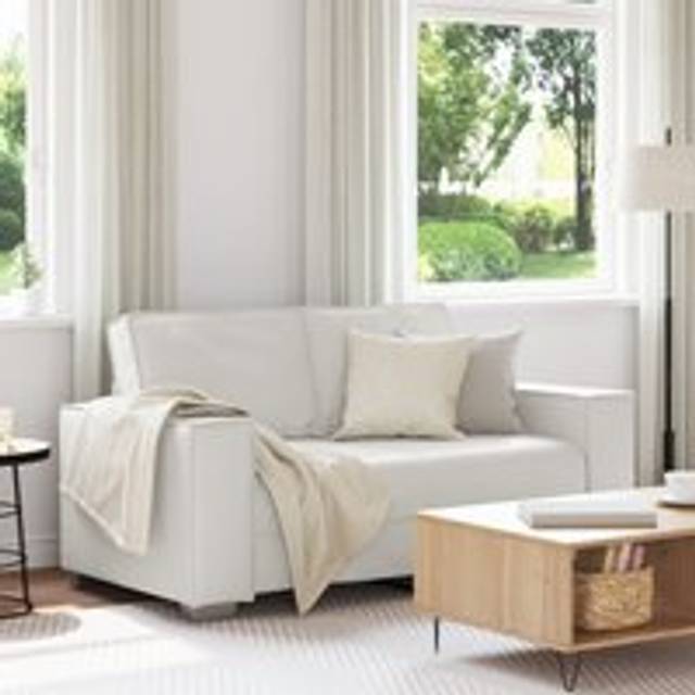 Loveseat Sofa in White 120 cm Faux Leather - One Size