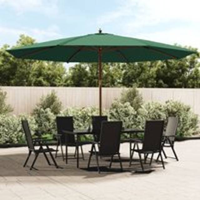 Garden Parasol with Wooden Pole Green 400x273 cm - One Size