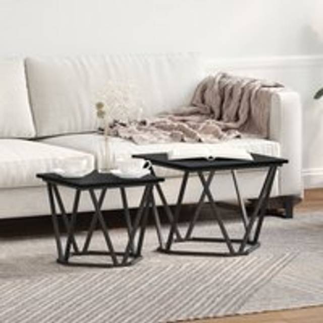 Coffee Table Black oak Metal frame, Wood top Small Durable - One Size