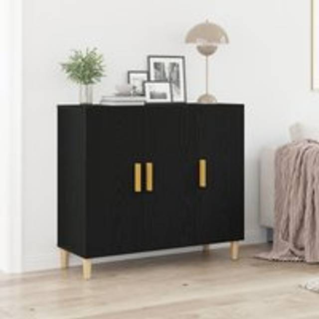 Black Oak Sideboard 90x34x80 cm Made from Engineered Wood - One Size