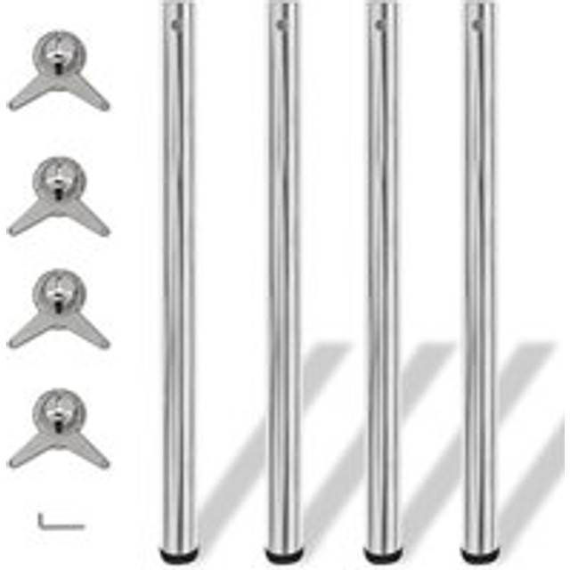 4 Height Adjustable Table Legs Chrome 870 mm - Silver - One Size
