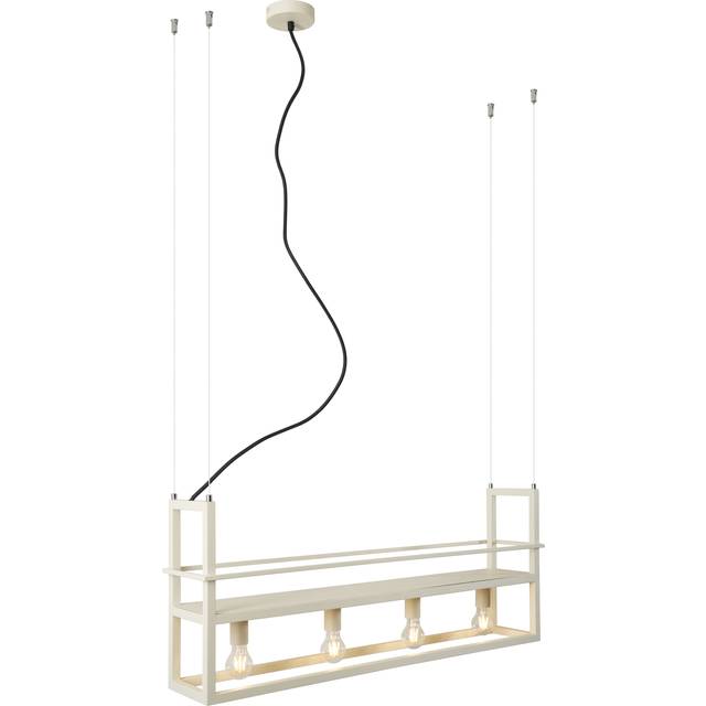 Qazqa - Industrial Pendant Lamp Beige 4-Lights - Cage Rack
