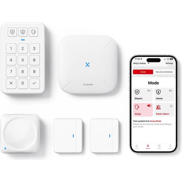 Smart Home Security Systems, Wireless alarm systems, Works with Alexa, Supports Mobile App Alerts, Includes 1 Base Station, 2 Door Alarms, 1 Motion