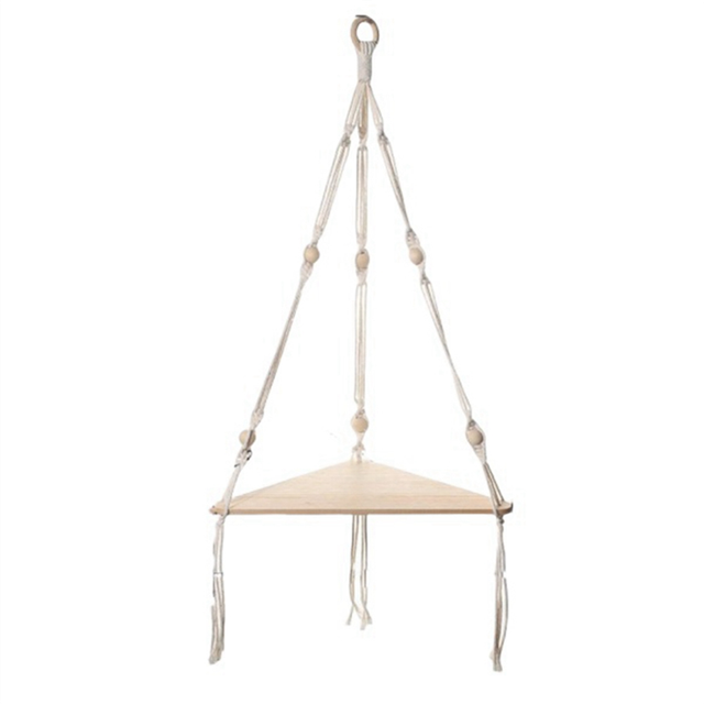 Wall Hanging Shelf Tassel Wood Decor Woven Board Stand A