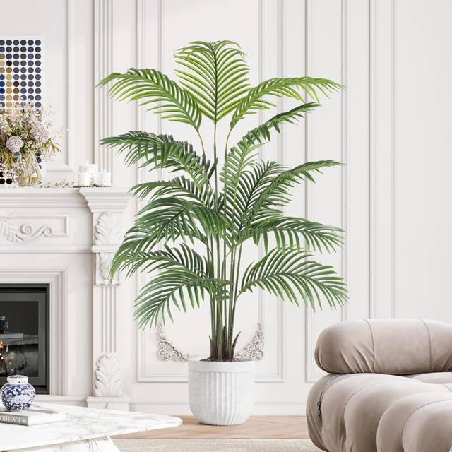 YOLEO 150CM Artificial Palm Tree Indoor Lifelike Palm Plant 5FT Faux Areca Palm Tree Fake Tropical Tree for Home Office Living Room Decor