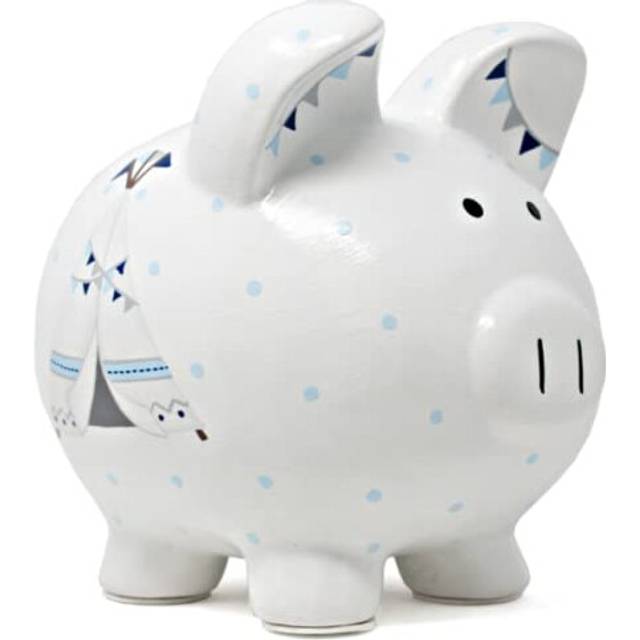 Child to Cherish Ceramic Piggy Bank for Boys, Blue Bohemian