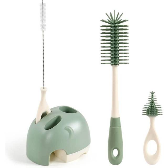 Silicone Baby Bottle Brush, 4 in 1 Stand Bottle and Teat Cleaning Brush, Bottle Cleaner Brush for Cleaning Water Bottles Baby Bottles Glass Cup