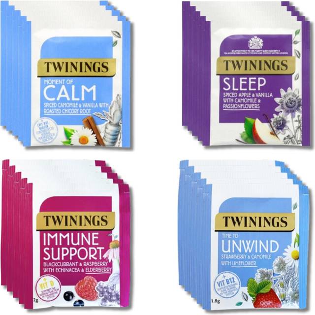 Twinings Superblends Herbal Tea Selection Calm, Sleep, Immune Support & Unwind (5 Each Flavrs) 20 Tea Bags