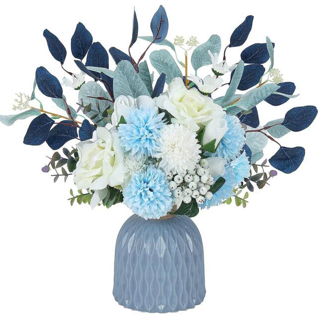 (As show, One size) Artificial Flowers With Vase Fake Flowers In Vase Artificial Flower Bouquet For Centerpiece Table Decorations Home Kitchen Decor