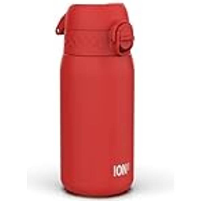 ION8 Vattenflaska Termos Stål, 320 ml/11 oz, Läcksäker, Lätt att Öppna, Säkert Lås, Diskmaskinssäker, Bärhandtag, Hygieniskt Lock, Drickflaska Metall, Hållbar, Rostfritt Stål, Röd