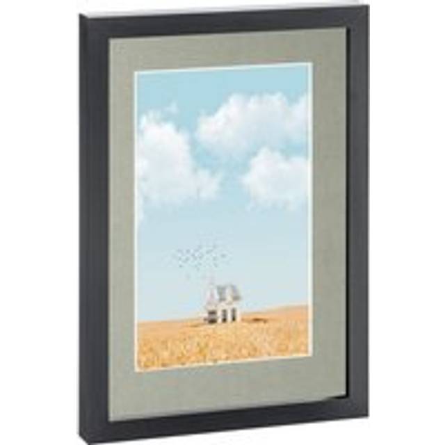Black A4 (8" x 12") Photo Frame with A5 Mount - Grey Mount