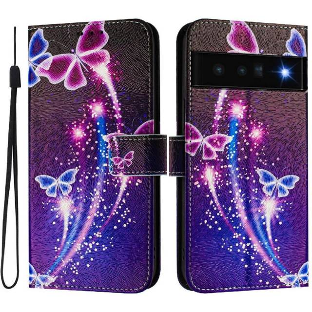 (C1 ) Compatible with Google Pixel 6 Pro Case with Credit Slot Pattern Flip Cover Wallet Pu Leather