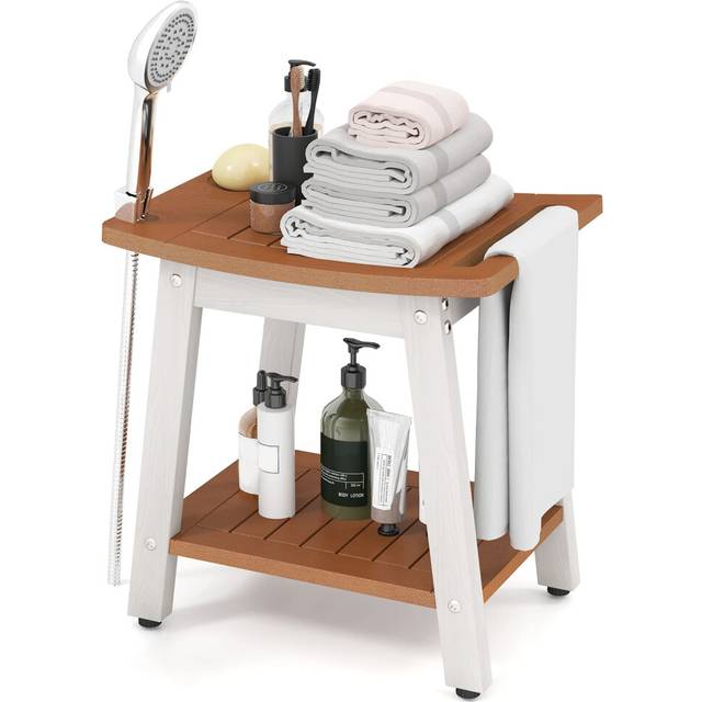 Shower Bench Seat HIPS Shower Stool With Handle And Shower Head - Brown - One Size