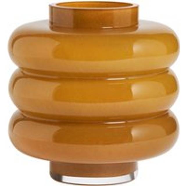 Small Ribbed Glass Vase, Toffee